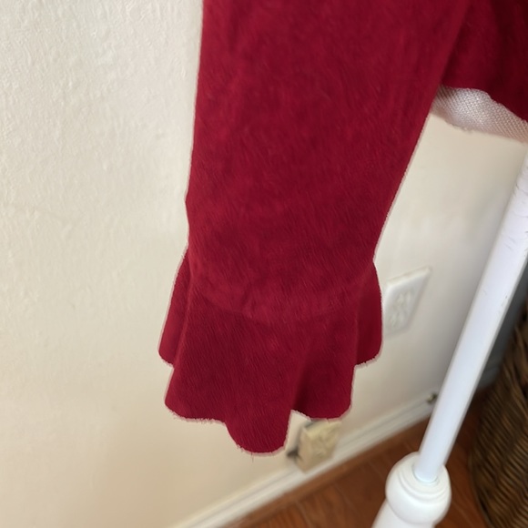 Red Ruffled Blazer with Hook Front Closure / Brand Rafael: Size 12 / Lightweight - Picture 5 of 9